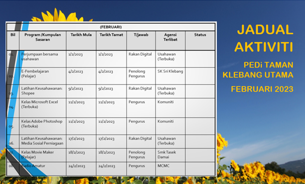 JADUAL AKTIVITI FEB 2023